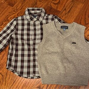 NWOT Andy & Evan Boy’s V-Neck Sweater Vest in Gray and Button Down Shirt